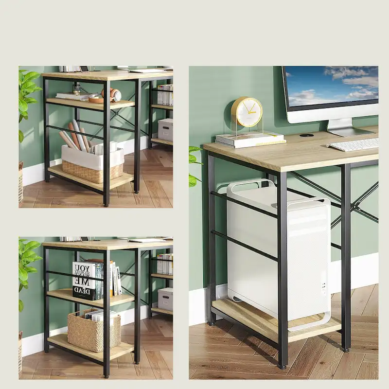 95.2 Inch L Shaped Desk with Shelves Home Office Computer Desk