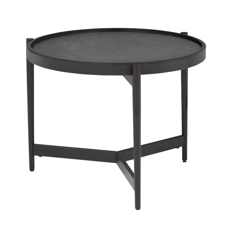 Black Metal and Mirror Estrade Modern End Table 22 Round Reversible Top