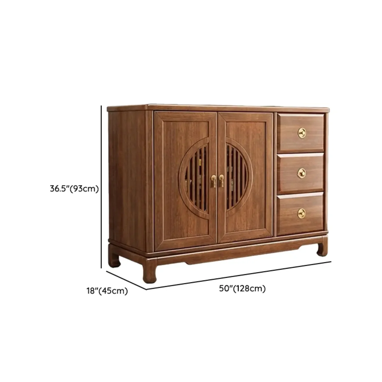 Traditional Wooden Sideboard with Cabinet & Drawer in Walnut