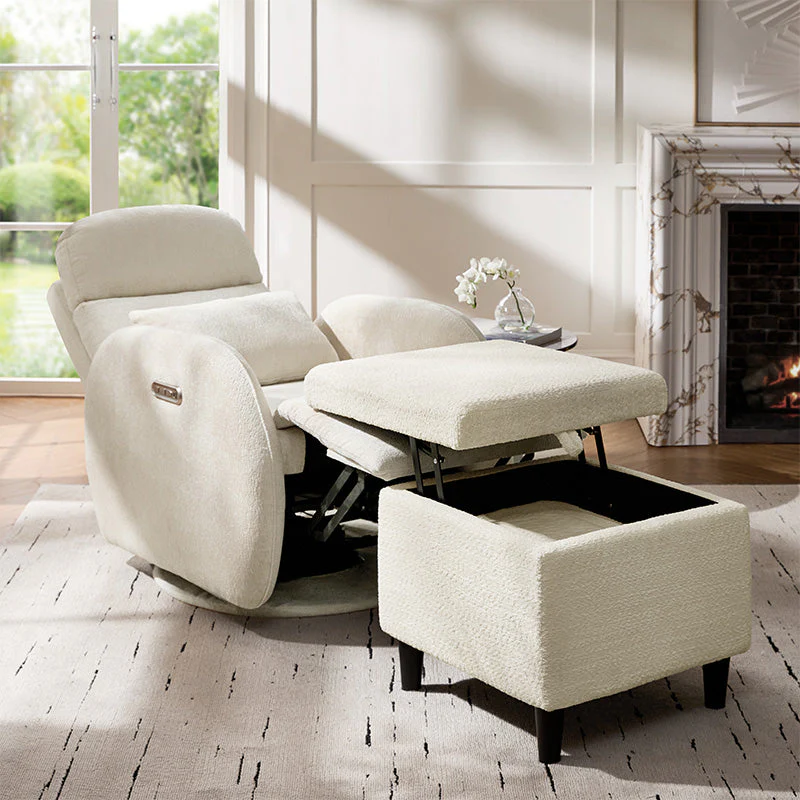 Cubic Lift-Top Storage Ottoman with Damping Handle, Locking Casters & Black Metal Legs | Beige / Ivory / Grey | Single