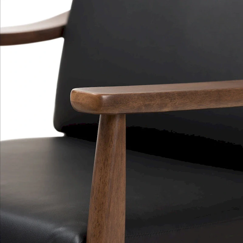 Mid-Century Lounge Chair with Solid Wood Legs and Upholstered Seat