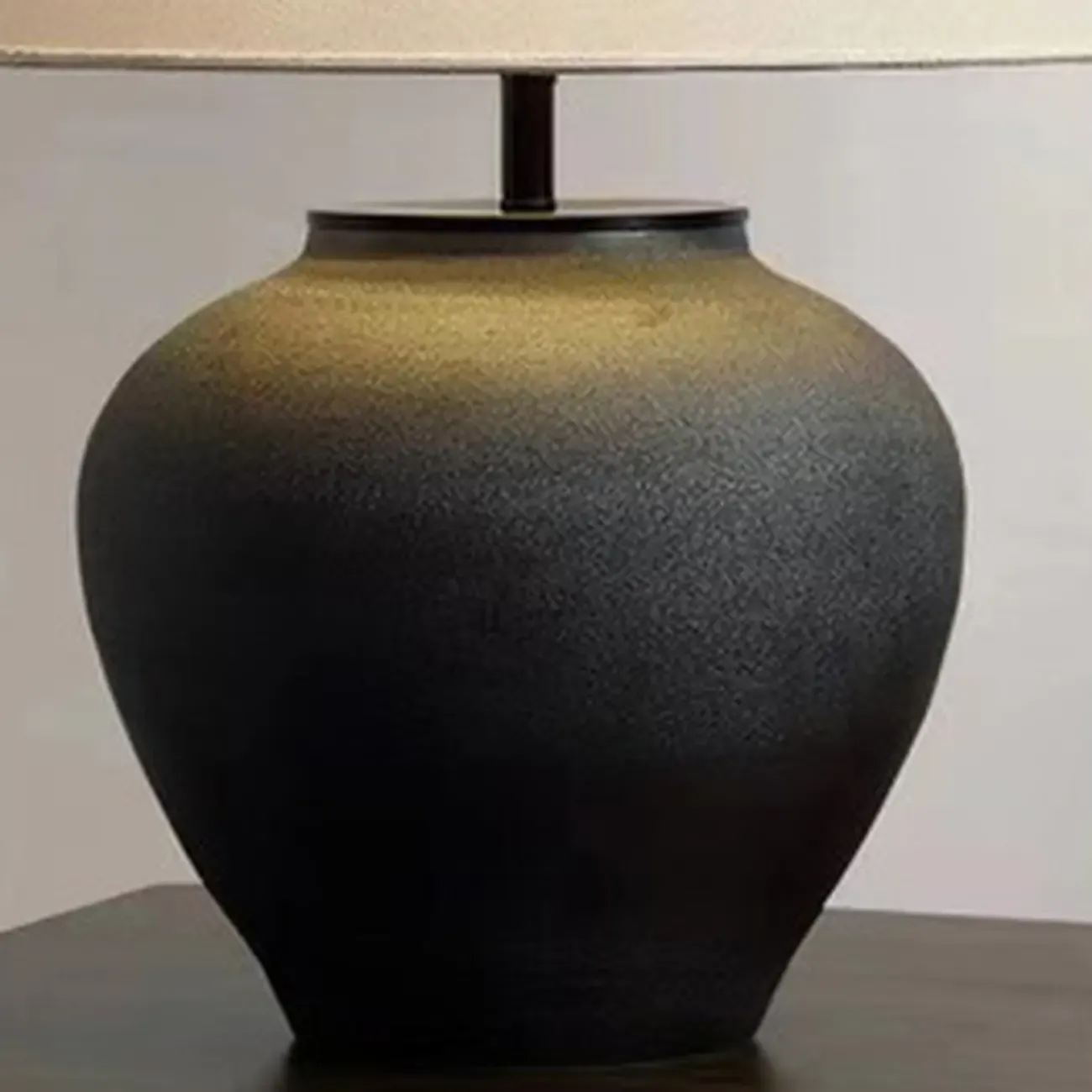 Modern Geometric Ceramic LED Desk Lamp with Fabric Shade