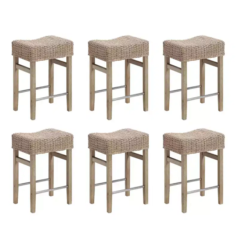 Nathan James Set of 6 Harvey Seagrass Counter Height Barstools