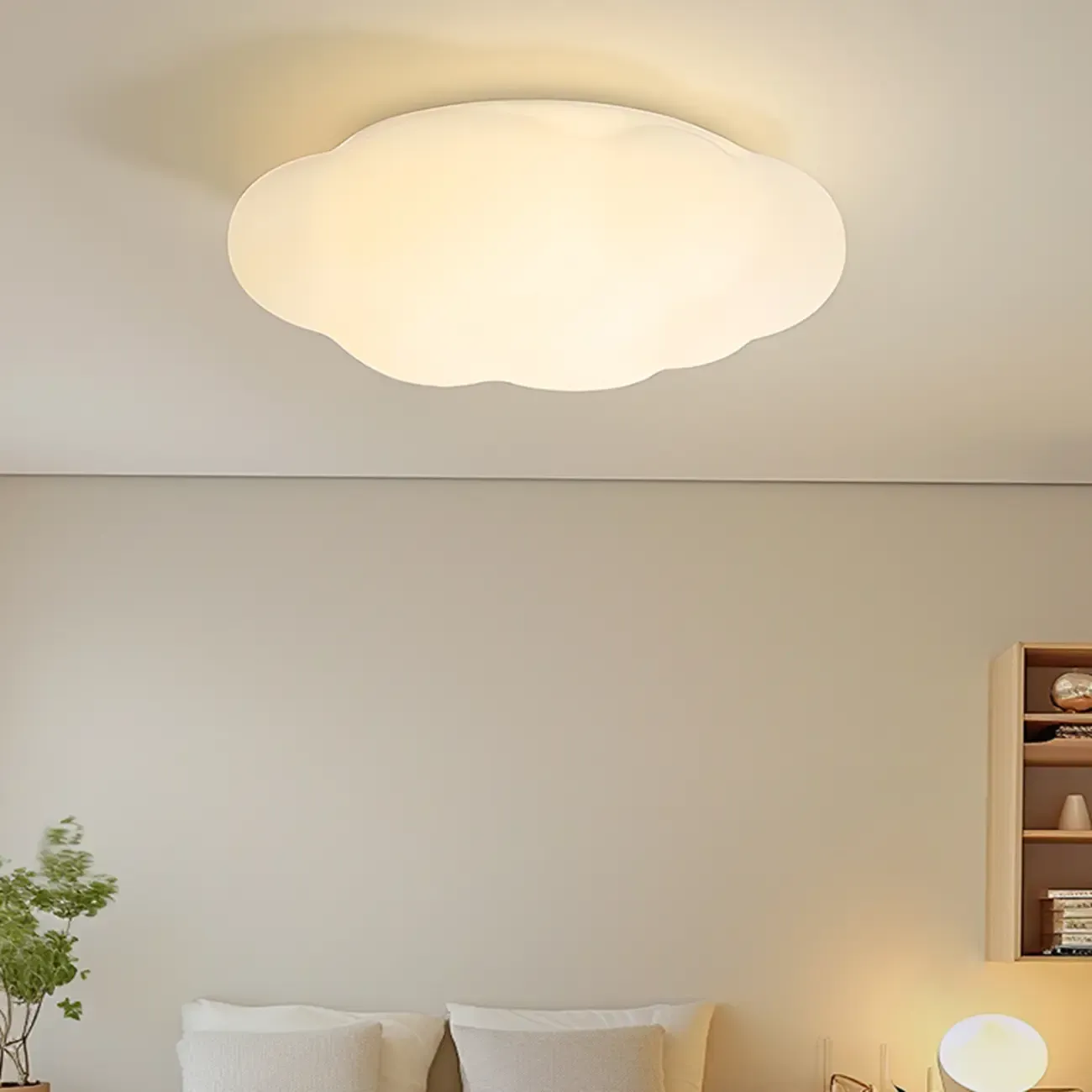 Modern White Geometric LED Dimmable Flush Mount Ceiling Light