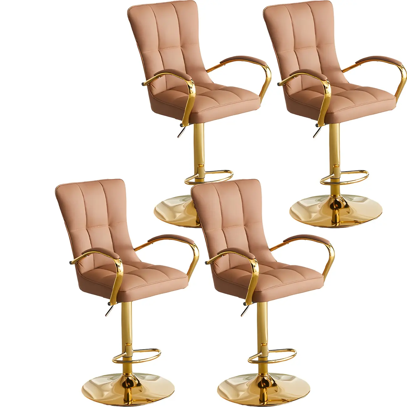 Glam Leather Adjustable Bar Stools with High Back