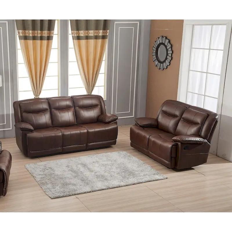 Bonded Leather Reclining Sofa and Loveseat