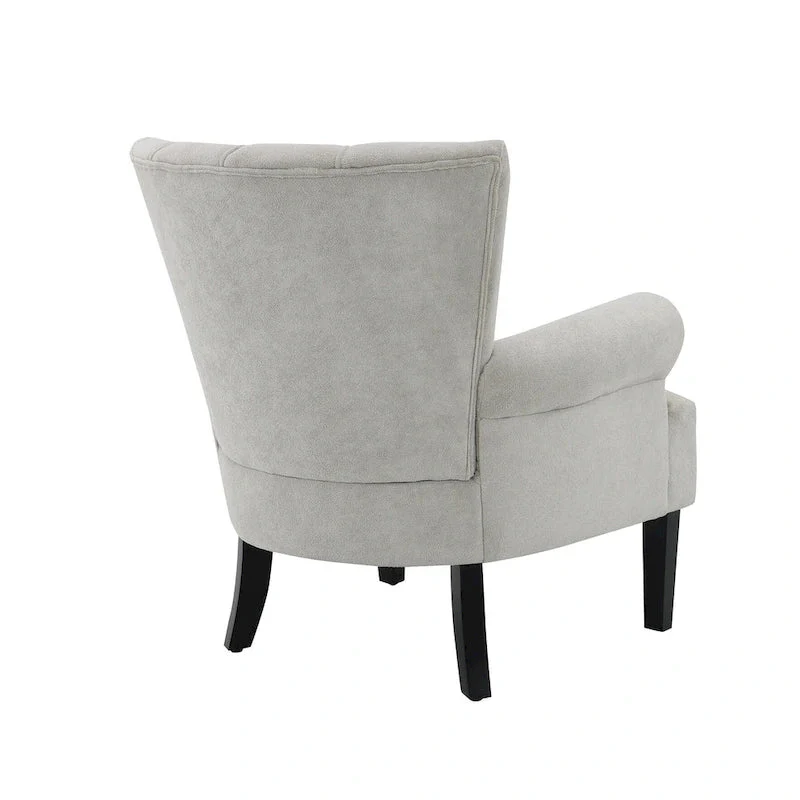 Grey Upholstered Armchair with Channel Back and High-Density Foam
