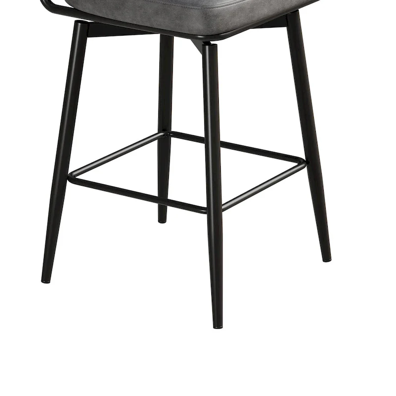 Leather Swivel Bar Stools with Iron Base - Set of 2