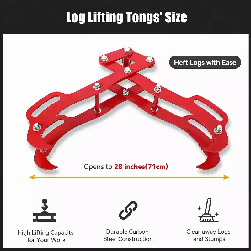 Garvee 28 Inch Heavy Duty Log Lifting Tongs, 4-Claw Steel Grabber with Swivel Head, Wood Lifting & Dragging Tool, 3000LB Capacity