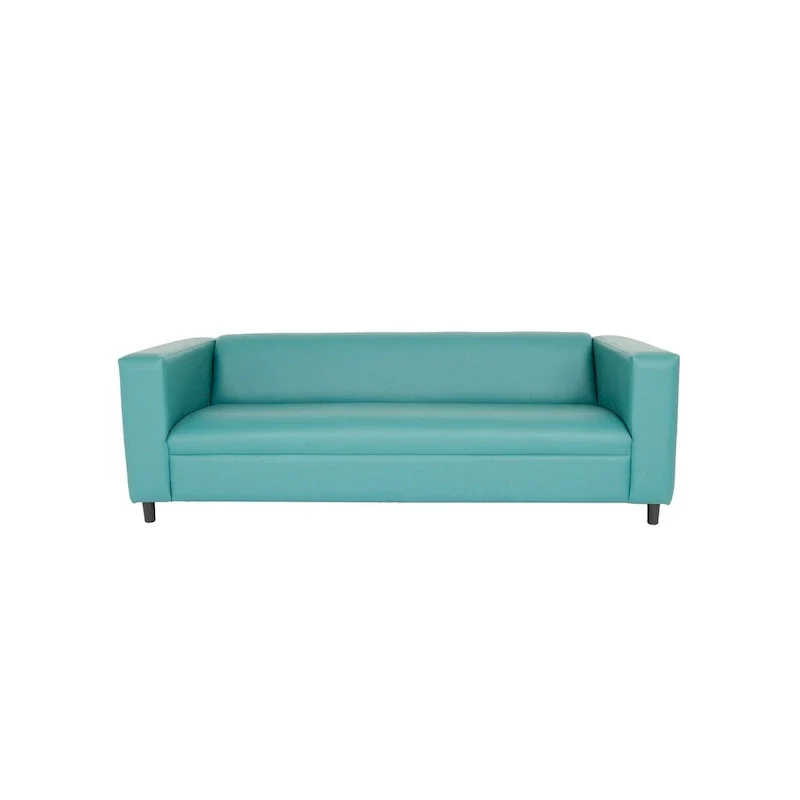 HomeRoots 84 Blue Faux Leather Sofa With Black Legs - 84