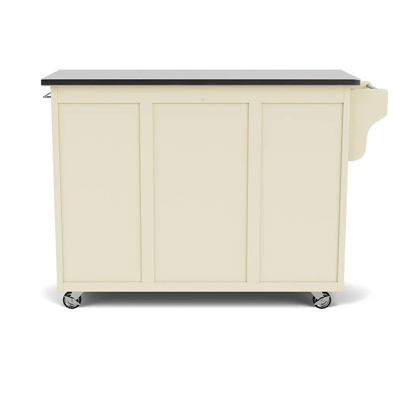 Copper Grove Puff Island White Finish with Stainless Steel Top Kitchen Cart