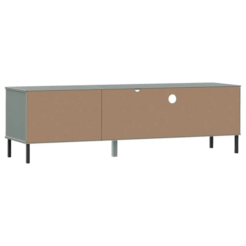 vidaXL TV Stand TV Console TV Console with Metal Legs Solid Wood Pine OSLO - 62.2 x 15.7 x 18.3