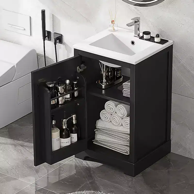 30 Inch Freestanding Bathroom Vanity with Sink, White MDF & Rubberwood, 3 Drawers & Adjustable Shelf