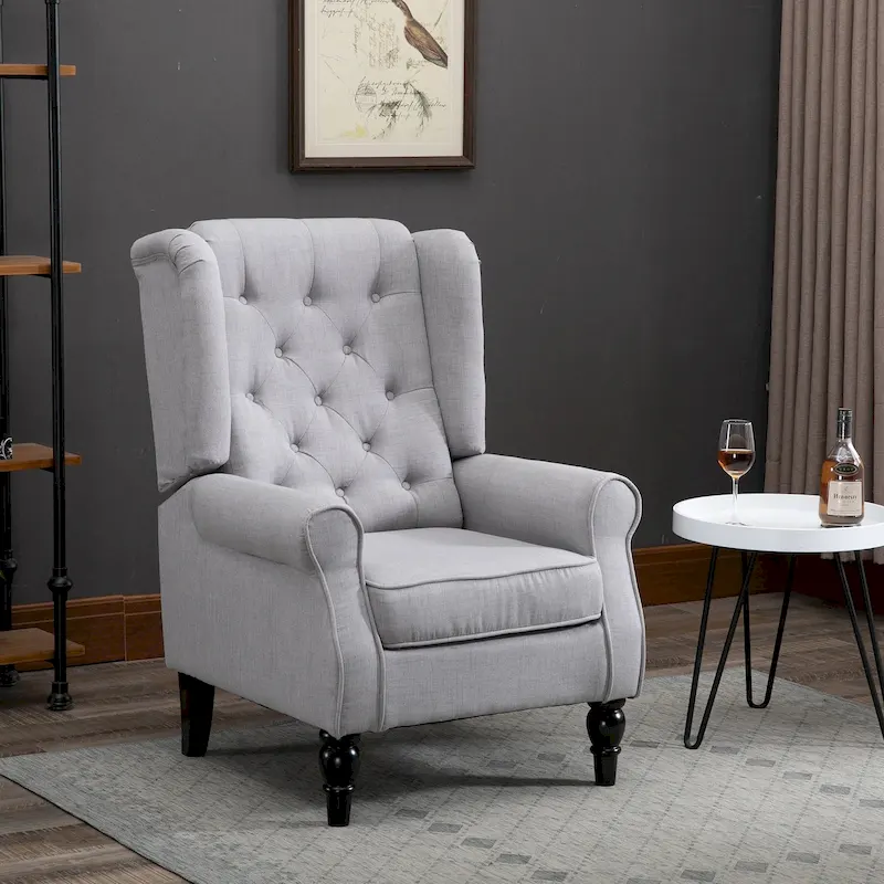 Tufted Wood Leg Accent Chair