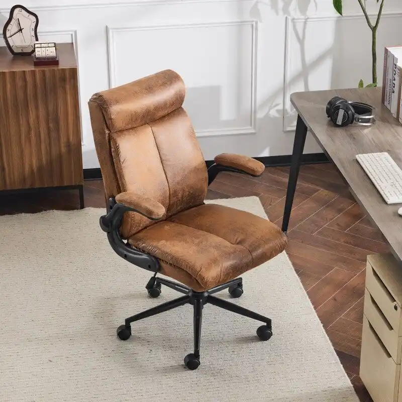 28W Mid-Back Swivel Office Chair Task Chair With Adjustable Arms - N/A