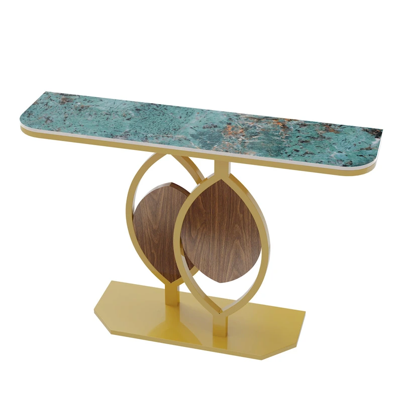 48  Modern Console Marble Table with Gold Base Entryway Living Room - 48 x12 x31