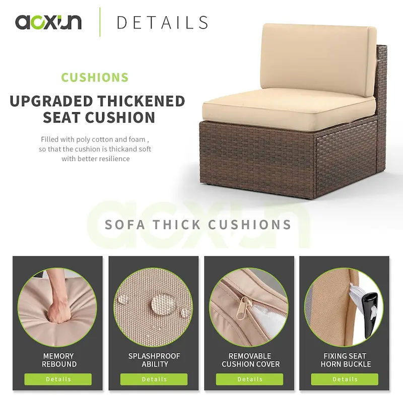 15 PCS Patio Furniture Set, Outdoor Sectional Sofa Sets