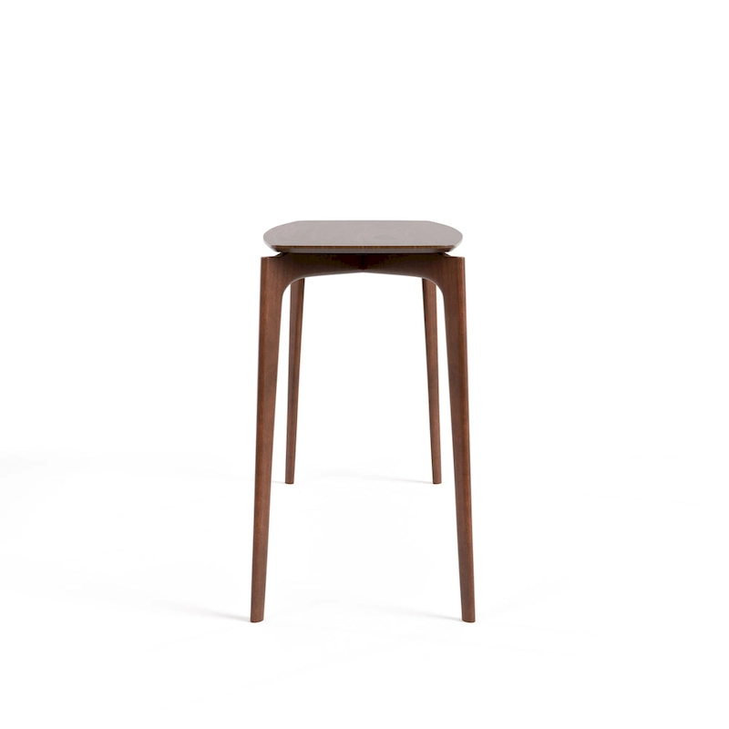 Furniture of America Shaw Mid-century 5-Piece Walnut Wood Counter Height Table Set with 4 Chairs