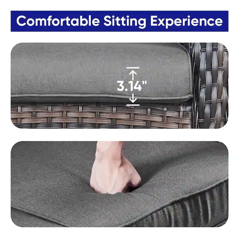 2 Rocker Chairs Ottoman with Loveseat Sofa Coffee Table - Brown