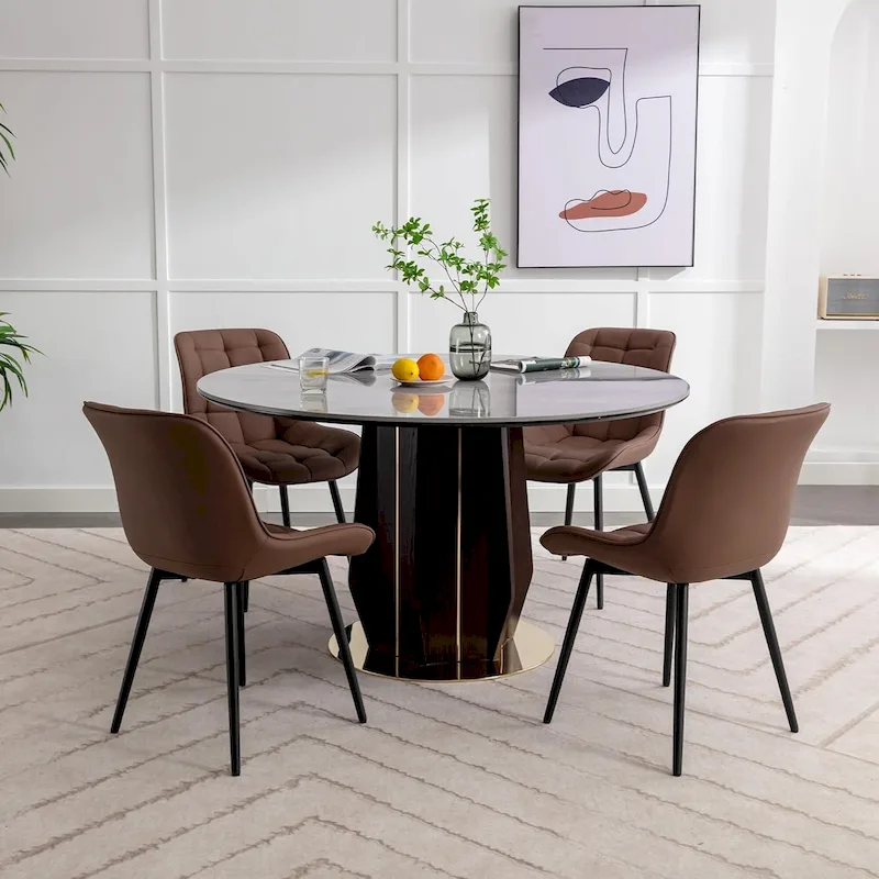 XINMICS Modern Upholstered Faux Leather Dining Chairs Set of 2