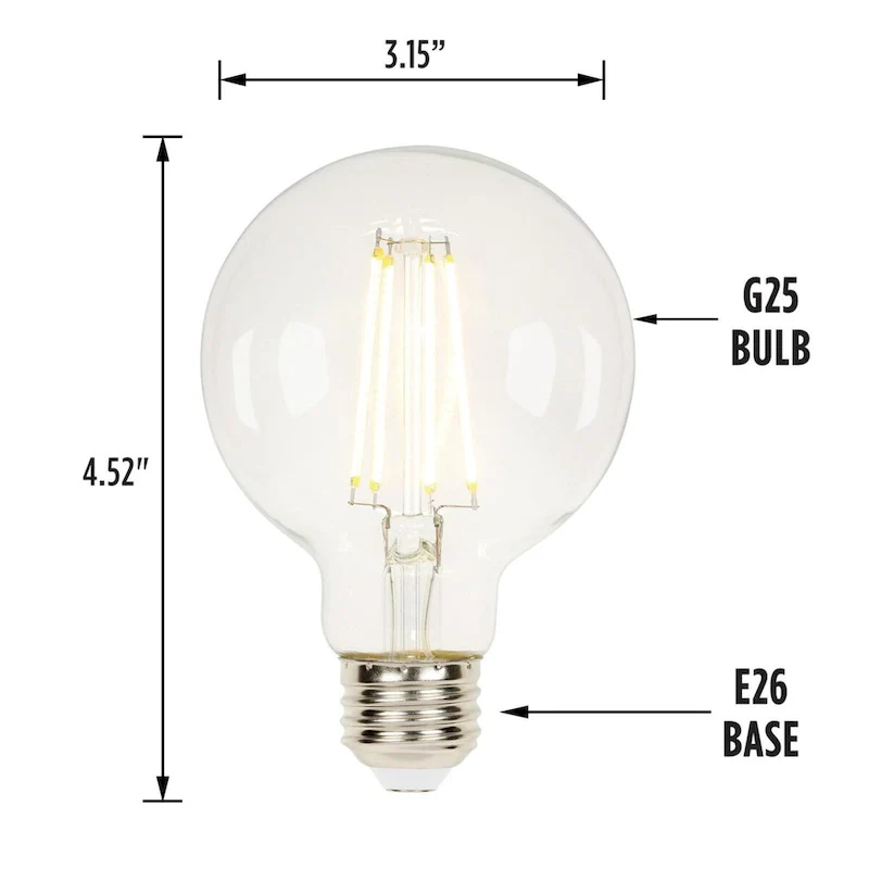 Westinghouse Lighting 5.5-Watt (40-Watt Equivalent) Clear G25 Dimmable Filament LED Light Bulb, Medium Base