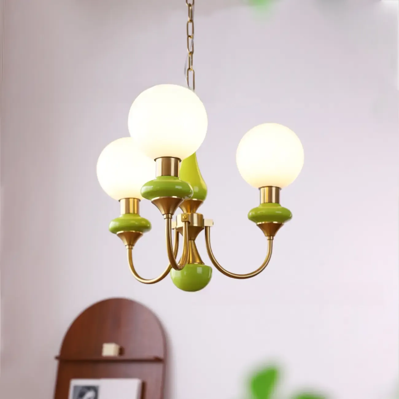 Adjustable Modern Green Globe Chandelier