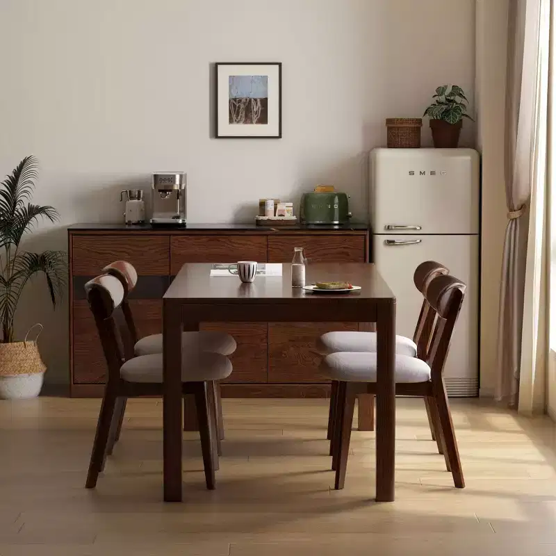 MAYEERTY Set of 2 Upholstered Dining Chairs, FAS Grade Oak Solid Wood Chairs for Kitchen Dining Room Living Room, Walnut