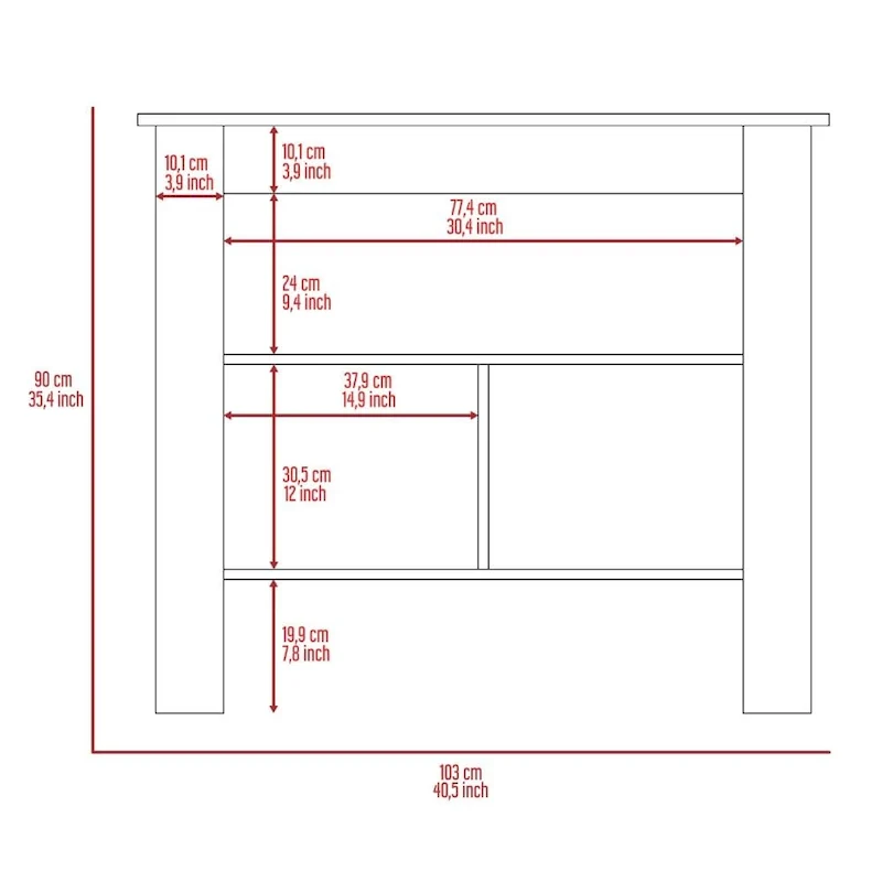 TUHOME Cala 3-Shelf Wooden Casual Kitchen Island