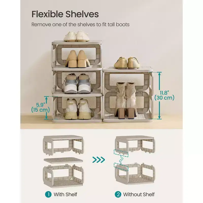 SONGMICS Shoe Rack, Shoe Organizer, 12 Shelves, Shoe Storage, Narrow Shoe Shelf, Open Shelf for Entryway, Living Room, Space-Saving