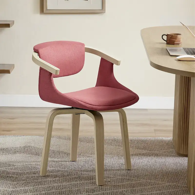 Swivel Upholstered and Wood Accent Chair