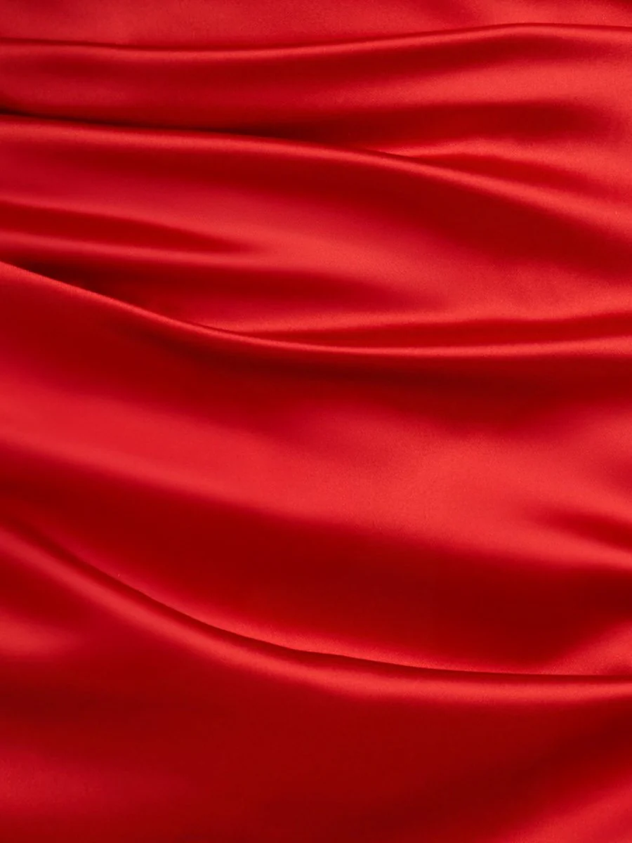 Red - Sheath One Shoulder Satin Homecoming Dress With Drape