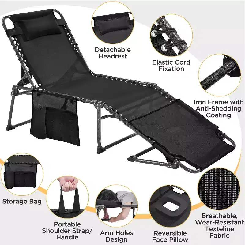 Yaheetech Folding Chair with Removable Padded Cushion and 5 Adjustable Position