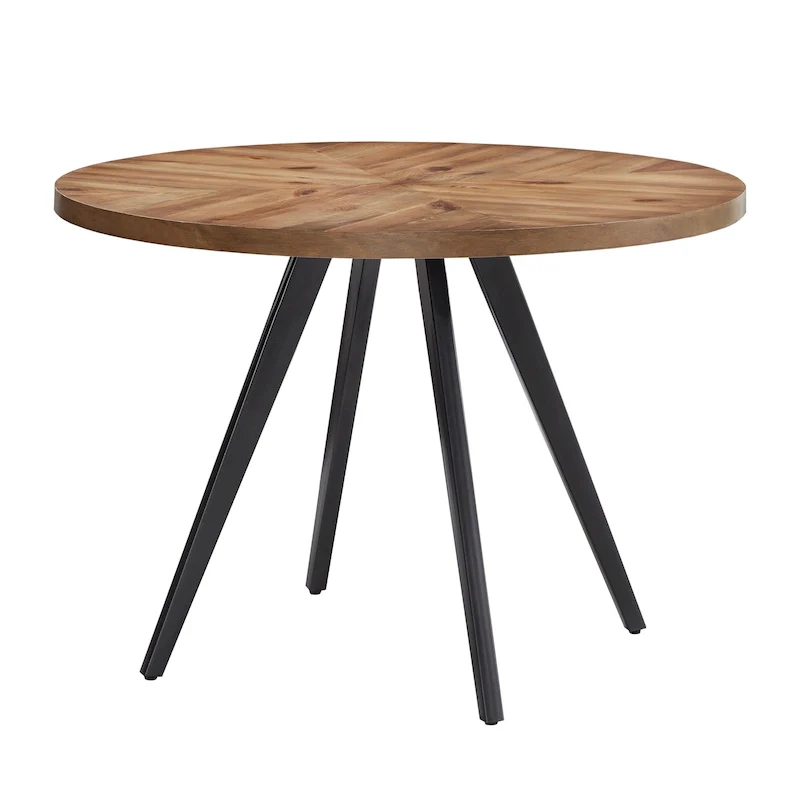 Oak Top Iron Grey Round Dining Table for 2-4