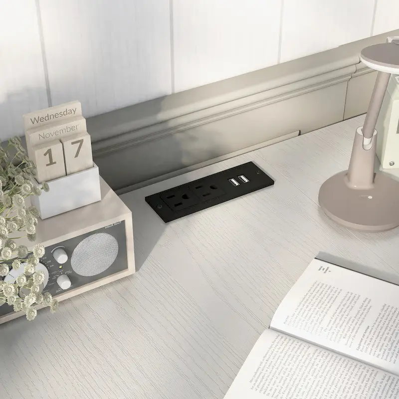 Haley Farmhouse 59-inch Metal L-Shaped Computer Desk with USBs by Furniture of America