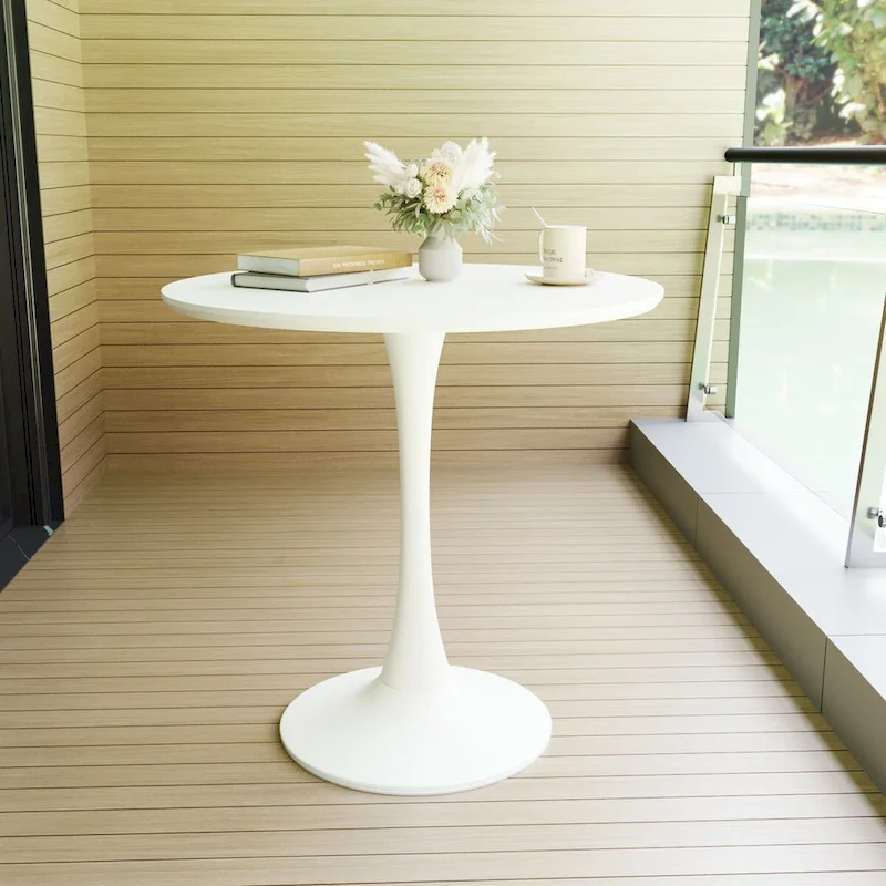 Round Dining Table, 31.5  Tulip Table Kitchen Dining Table 2-4 People with MDF Table Top & Pedestal Base, End Table