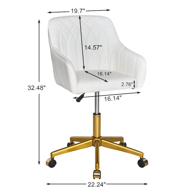 VECELO Modern Home Office Chairs Height Adjustable 360 Swivel Task Chair with Metal Base