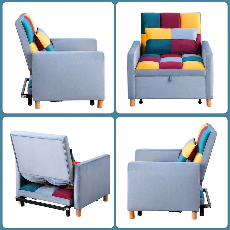 Aukfa Sleeper Chair Bed Convertible Single Sofa Chair with Pillow