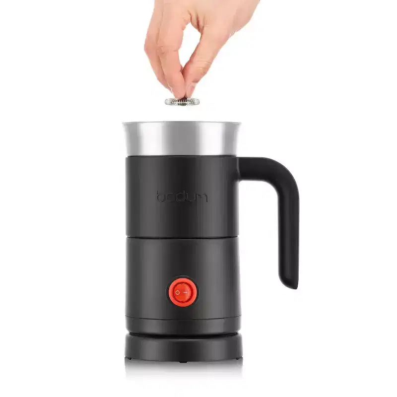 Bodum Milk Frother with handle Black: Electric Coffee #38; Milk Steamer, 500W, Stainless Steel, Hand Wash, 10oz Capacity