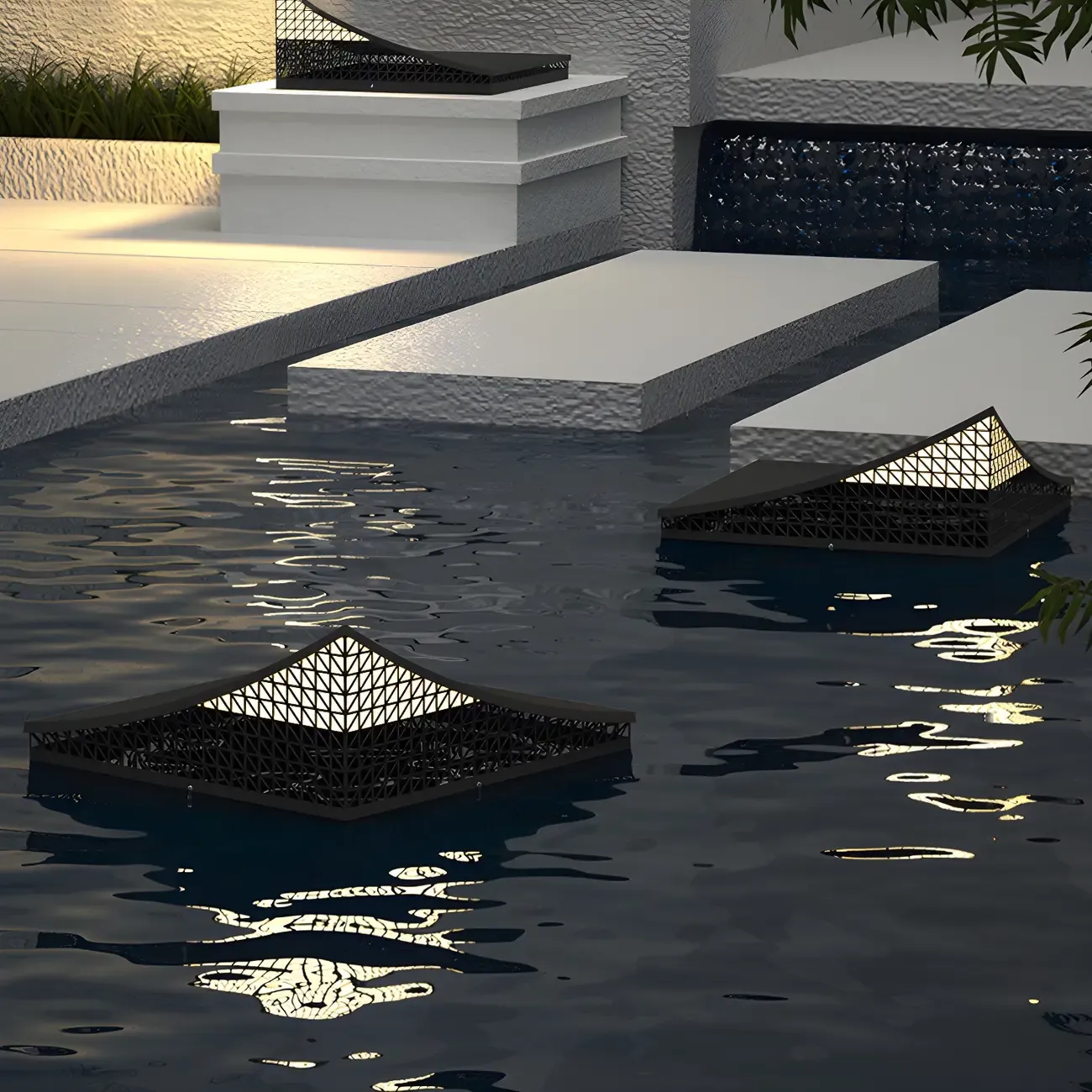 Designed Eave Simple Black Metal Post Cap Light