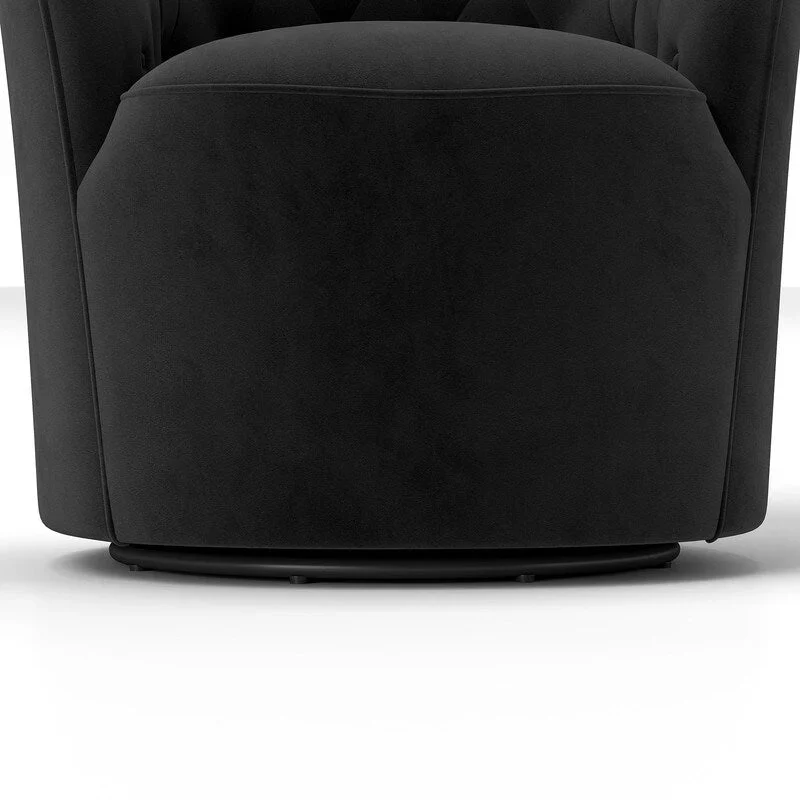 SEYNAR Modern Velvet Upholstered 360 Degree Swivel Barrel Chair with Button Tufted Back