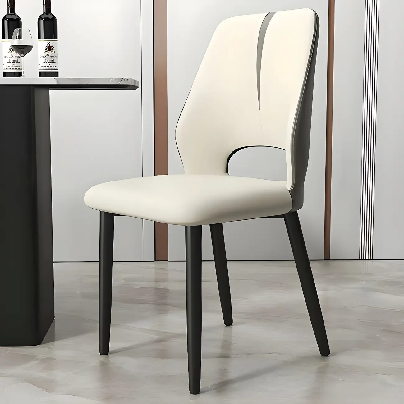 Faux Leather Wingback Metal Legs Dining Chairs