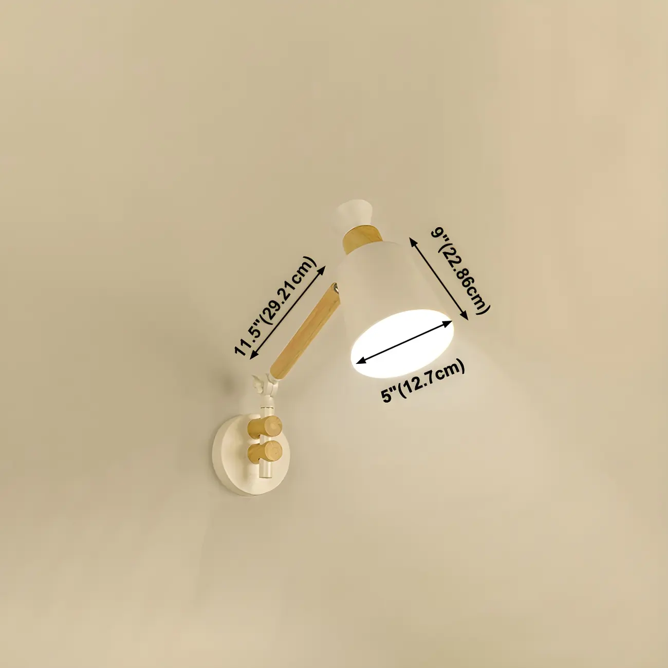 Modern Wood Metal Swing Arm Wall Light