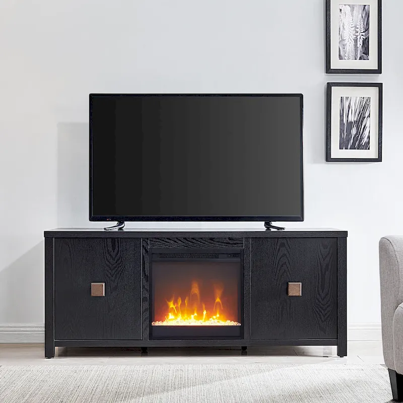 TV Stand with Electric Fireplace - Gray/Black/Brown, 58