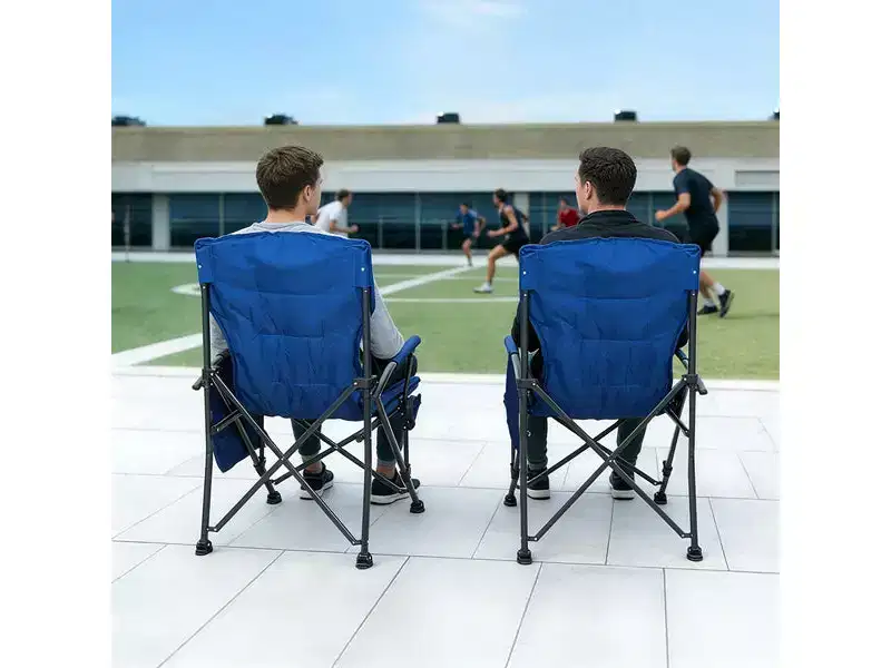 SUNSPIRE Oversized Camping Folding Chair 2-Pack, Heavy Duty XL Padded Portable Chair with Cup Holder Side Pocket for Outdoor Beach Sports Blue
