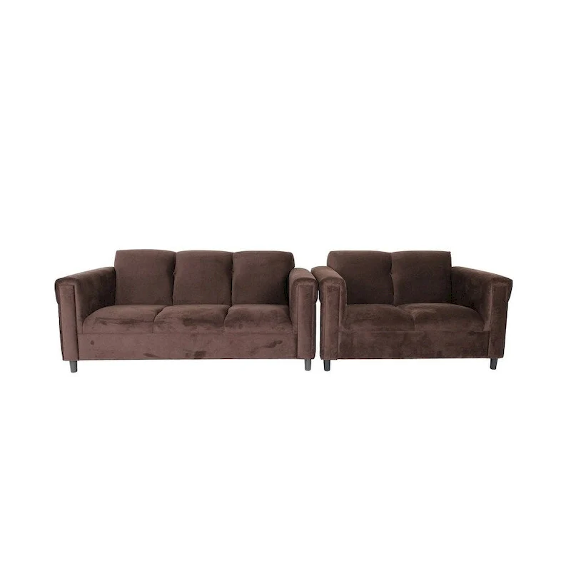 Coast to Coast Sofas Mid Century Modern Loveseat and Sofa Set Solid Wood Frame Upholstered