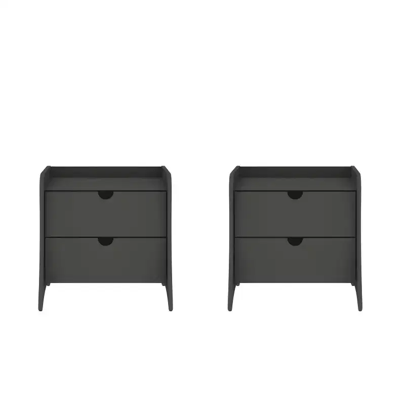 Manhattan Comfort Set of 2 Coney 2 Drawer Nightstands