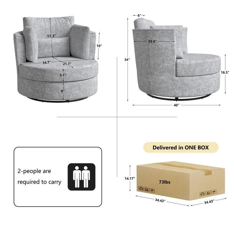 Chenille Swivel Soft Modern Upholstered Accent Chair (Set of 2)