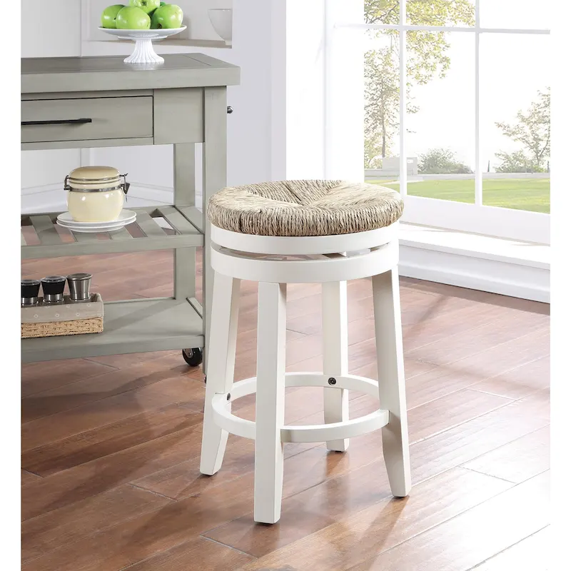 Off White / Natural Swivel Counter Stool, Set of 2