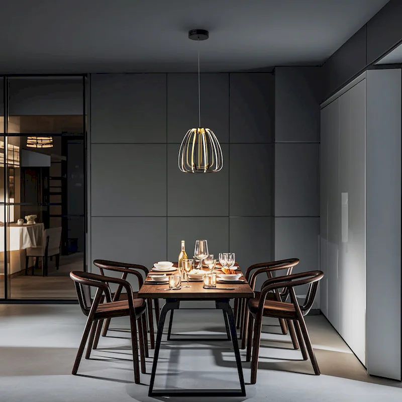 Adjustable Dimmable Cage Integrated LED Pendant, By JONATHAN Y