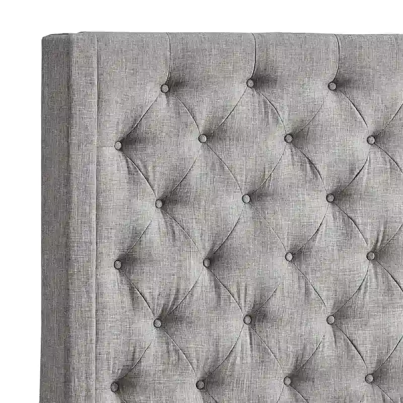 Button-Tufted Wingback Upholstered Headboard – Elegant Bedroom Accent